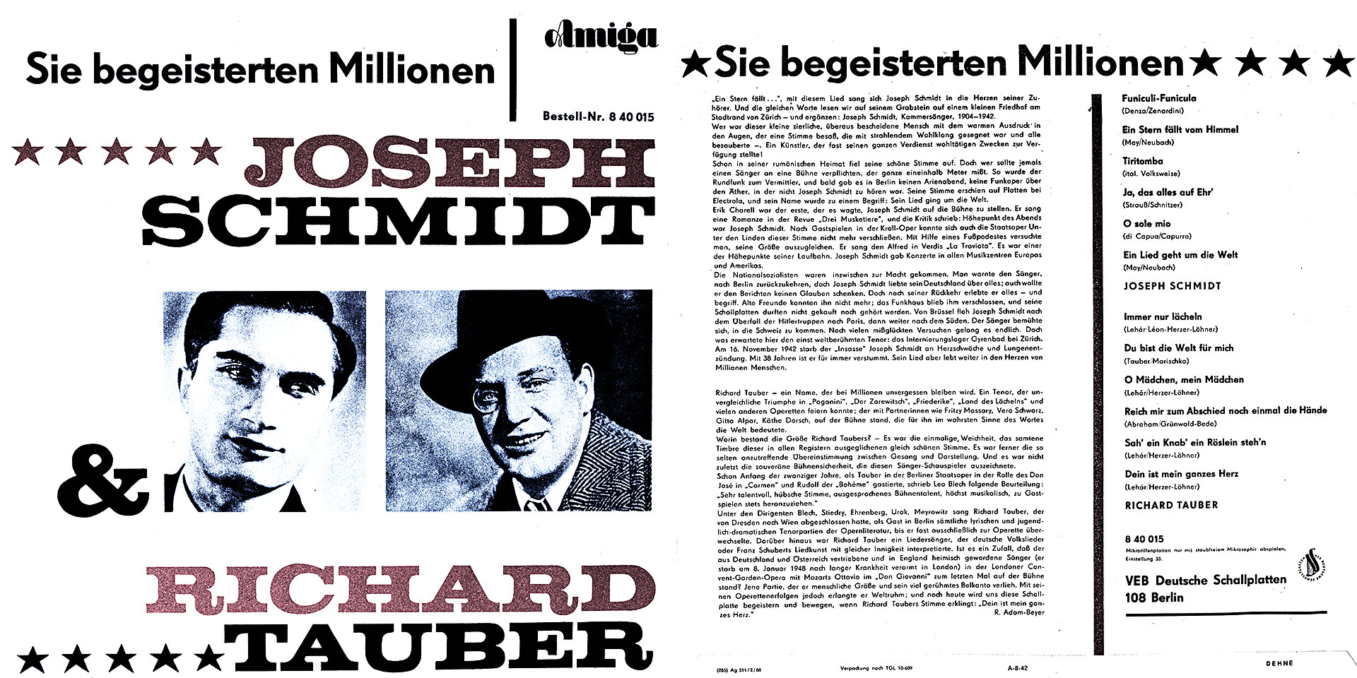 Sie begeisterten Millionen - Joseph Schmidt und Richard Tauber